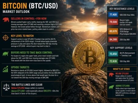 Bitcoin finds willing sellers near resistance targets, and the technical tilt shifts down.