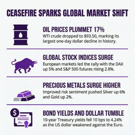 investingLive European markets wrap: Oil hammered lower, risk rallies on US-Iran ceasefire