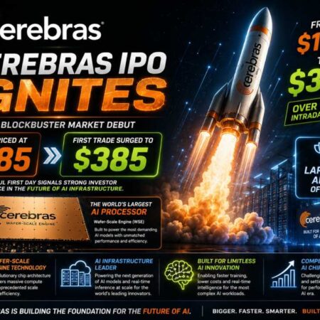 Cerebras opens at $385. IPO price was $185 raising $5.5B at the IPO price