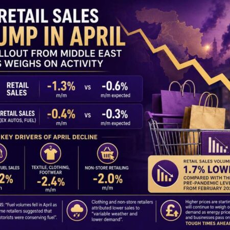 UK retail sales slump in April as fallout from Middle East crisis weighs on activity