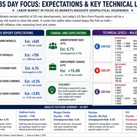 It is jobs day. What technical levels are in play for the 3 major currency pairs today?
