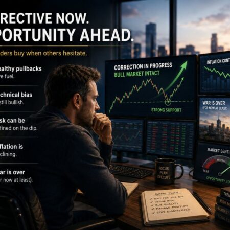 Nasdaq corrects lower in trading today, but backs into support target area.