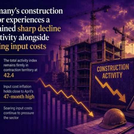 German construction activity experiences another steep rate of decline in May