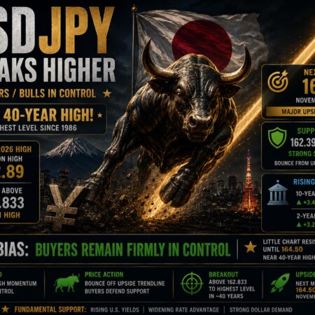 USDJPY trades to a new 40 year high