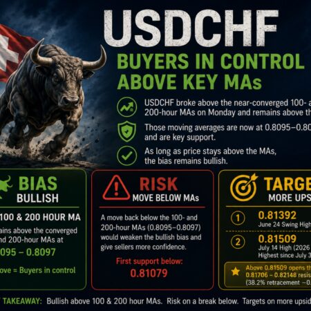 USDCHF buyers stay in control above swing area/key moving averages